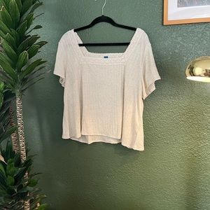 Cream top with crochet neckline